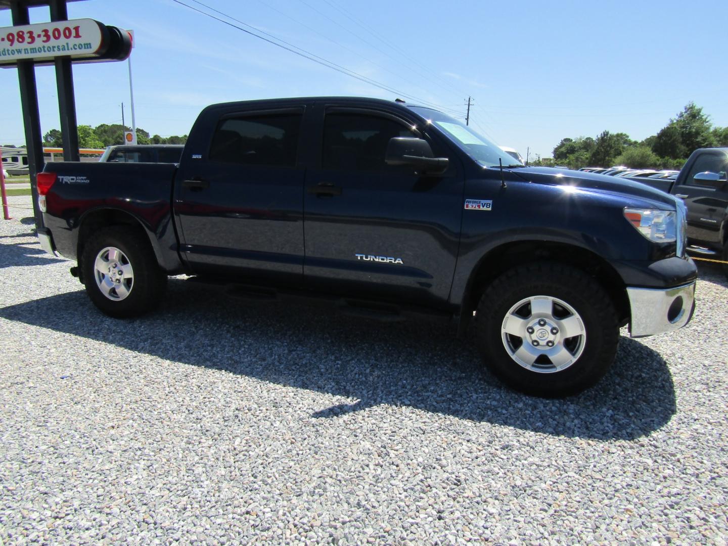 2011 Blue /Gray Toyota Tundra Tundra-Grade CrewMax 5.7L 2WD (5TFEY5F19BX) with an 5.7L V8 DOHC 32V engine, Automatic transmission, located at 15016 S Hwy 231, Midland City, AL, 36350, (334) 983-3001, 31.306210, -85.495277 - Photo#0