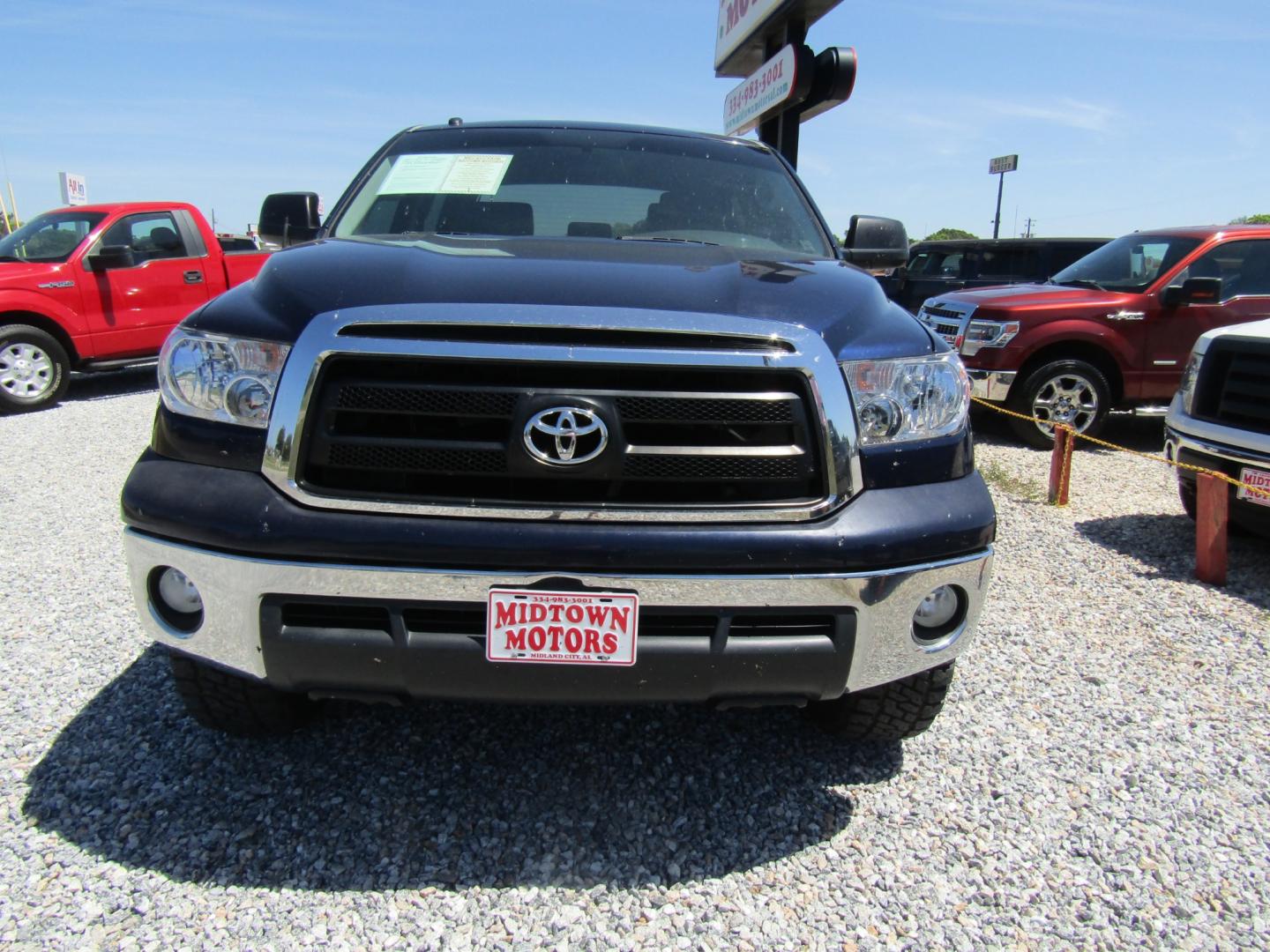 2011 Blue /Gray Toyota Tundra Tundra-Grade CrewMax 5.7L 2WD (5TFEY5F19BX) with an 5.7L V8 DOHC 32V engine, Automatic transmission, located at 15016 S Hwy 231, Midland City, AL, 36350, (334) 983-3001, 31.306210, -85.495277 - Photo#1