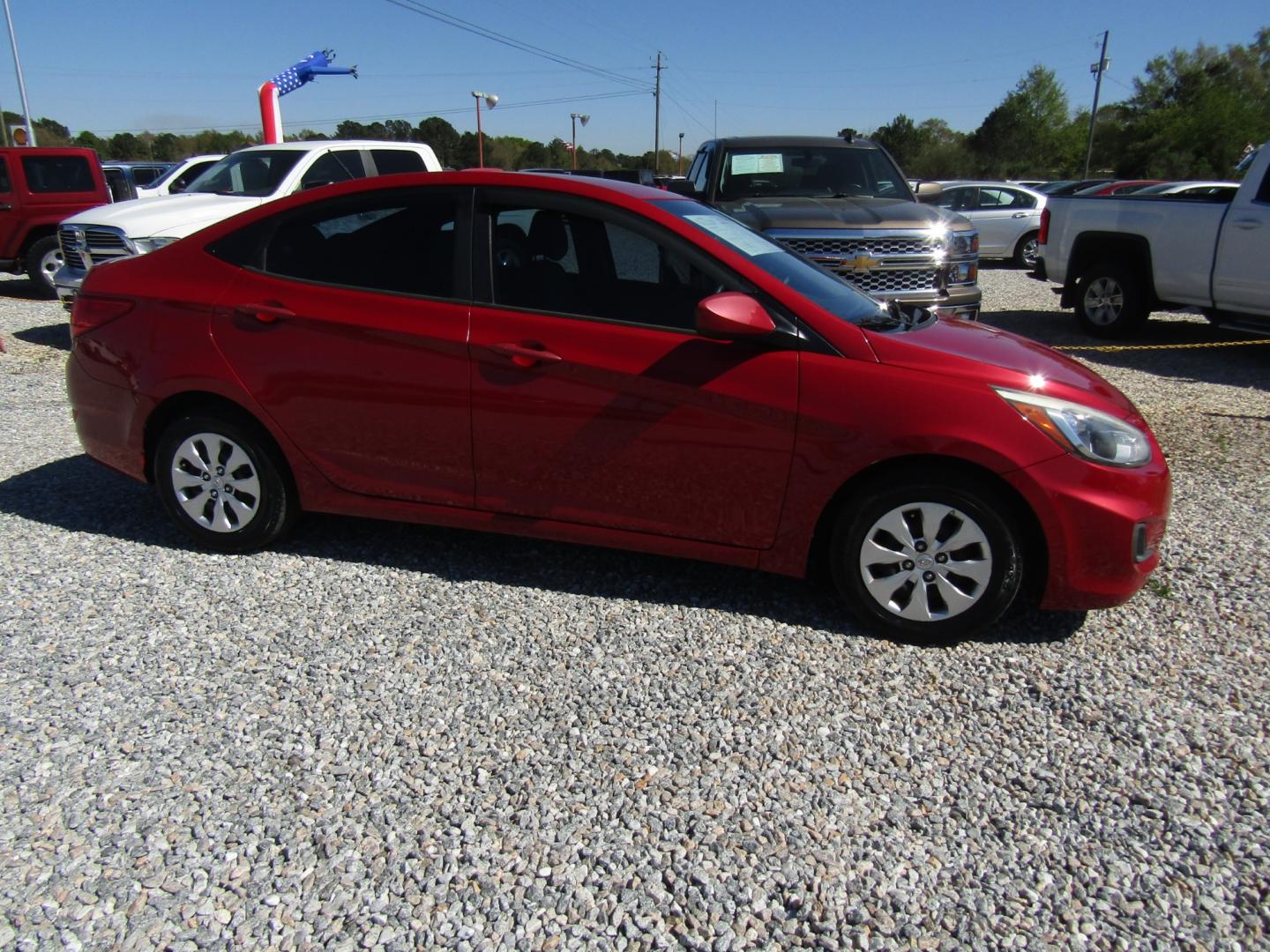 2015 Red /Gray Hyundai Accent GLS 4-Door 6A (KMHCT4AE0FU) with an 1.6L L4 DOHC 16V engine, Automatic transmission, located at 15016 S Hwy 231, Midland City, AL, 36350, (334) 983-3001, 31.306210, -85.495277 - Photo#0