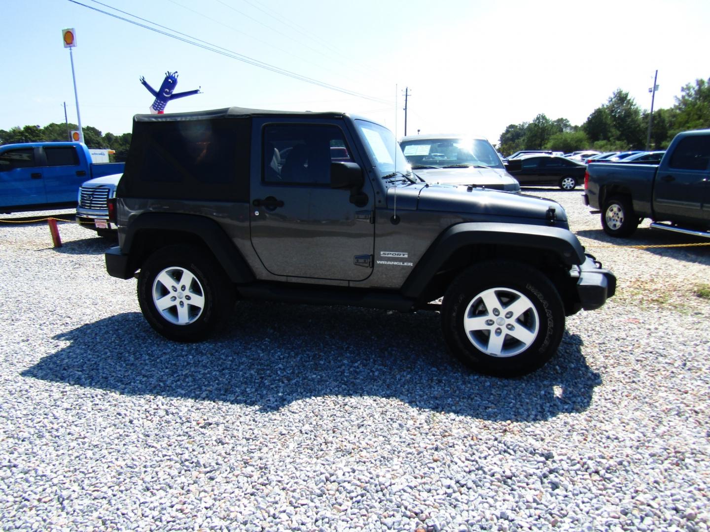 2014 Gray Jeep Wrangler Sport 4WD (1C4AJWAG7EL) with an 3.6L V6 DOHC 24V FFV engine, Automatic transmission, located at 15016 S Hwy 231, Midland City, AL, 36350, (334) 983-3001, 31.306210, -85.495277 - Photo#0