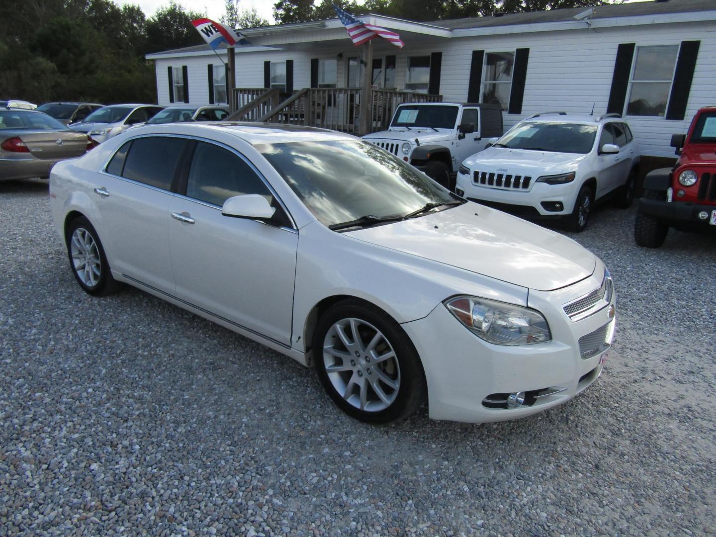 2012 White Chevrolet Malibu 1LTZ (1G1ZE5E00CF) with an 2.4L L4 DOHC 16V engine, Automatic transmission, located at 15016 S Hwy 231, Midland City, AL, 36350, (334) 983-3001, 31.306210, -85.495277 - Photo#0