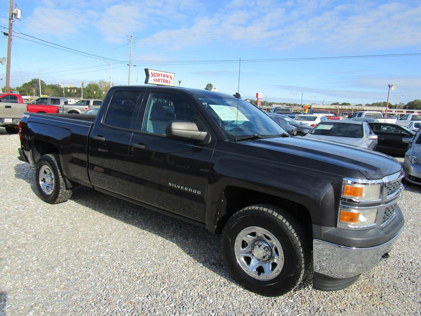 2014 Black Chevrolet Silverado 1500 Work Truck 1WT Double Cab 4WD (1GCVKPEH2EZ) with an 4.3L V6 OHV 12V engine, Automatic transmission, located at 15016 S Hwy 231, Midland City, AL, 36350, (334) 983-3001, 31.306210, -85.495277 - Photo#0