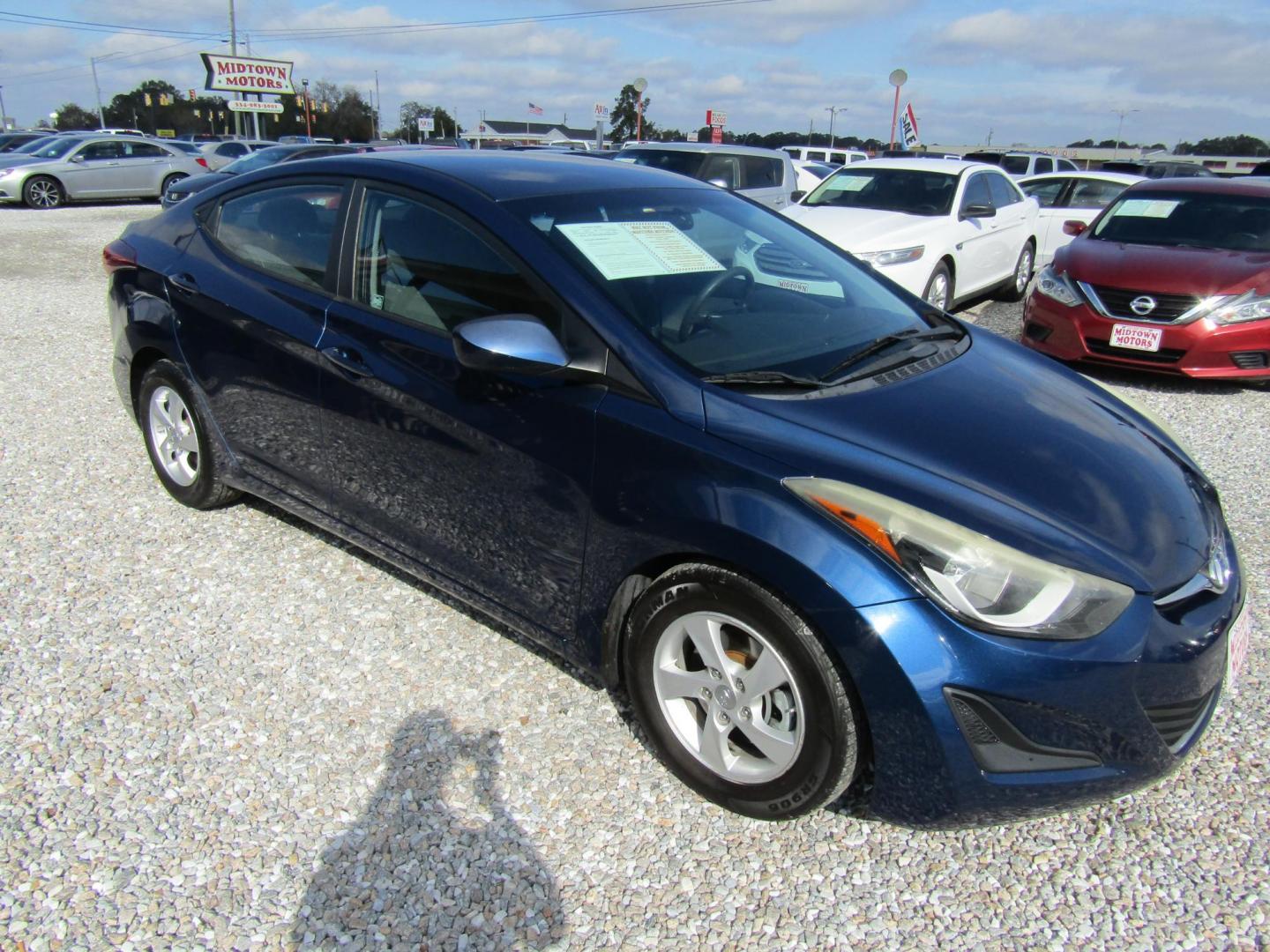 2015 Blue Hyundai Elantra Limited (5NPDH4AE5FH) with an 1.8L L4 DOHC 16V engine, Automatic transmission, located at 15016 S Hwy 231, Midland City, AL, 36350, (334) 983-3001, 31.306210, -85.495277 - Photo#0